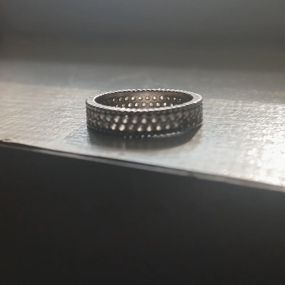 Sterling Diamond Band Unique Edge Vintage Sparkly 5.5
